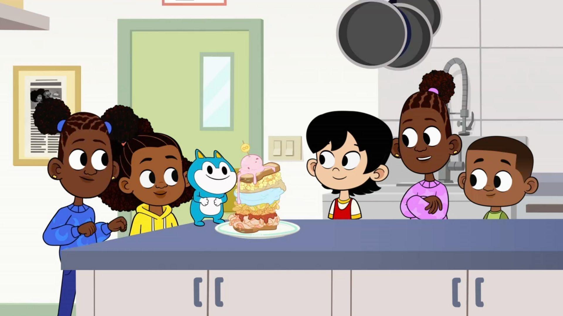 Lyla leads her siblings to make a sandwich. / Lyla and her mom make a vertical garden.