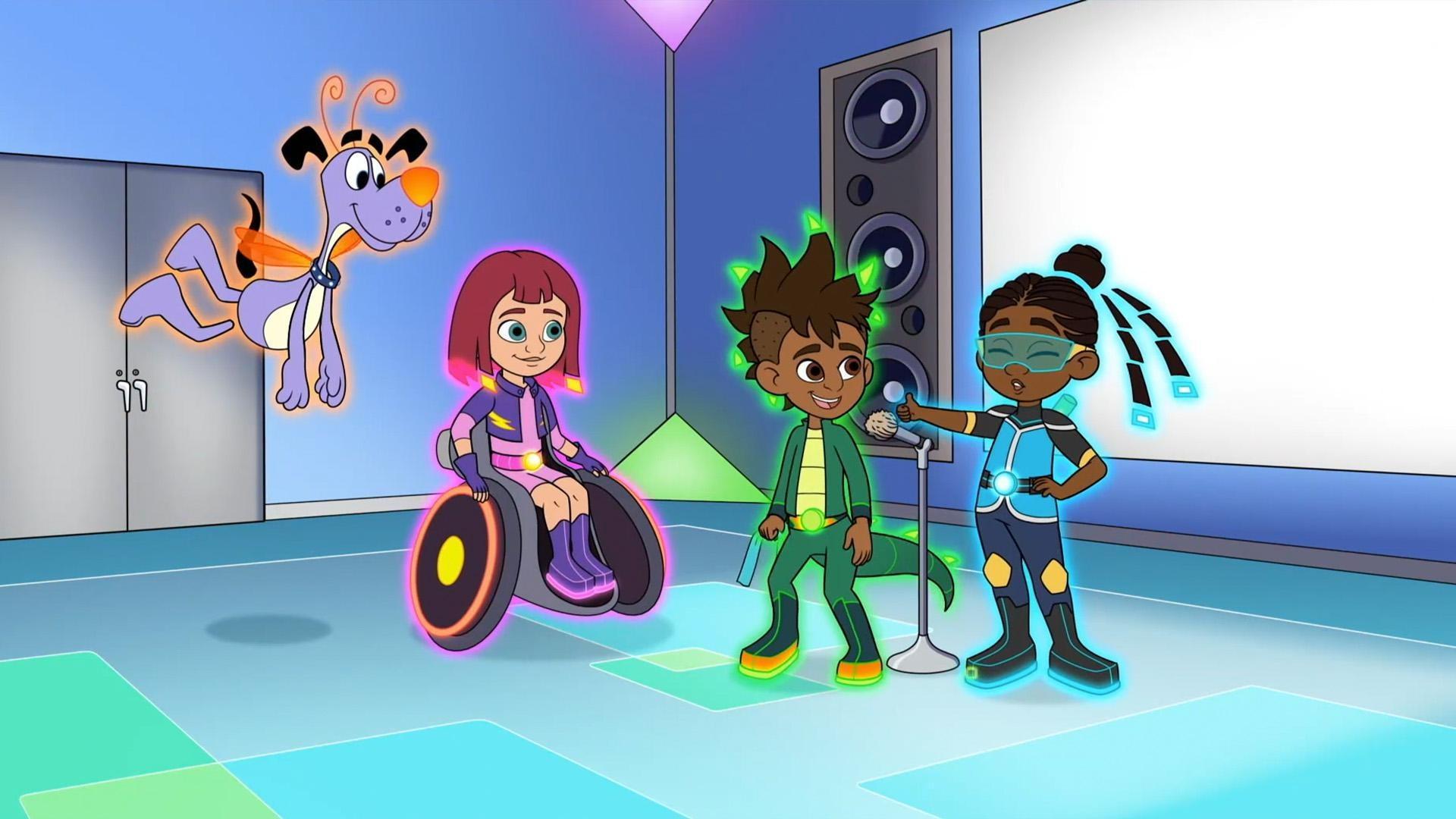 Sound Effects Artist Dev works on a new movie. / City Planner Cora designs a new area.