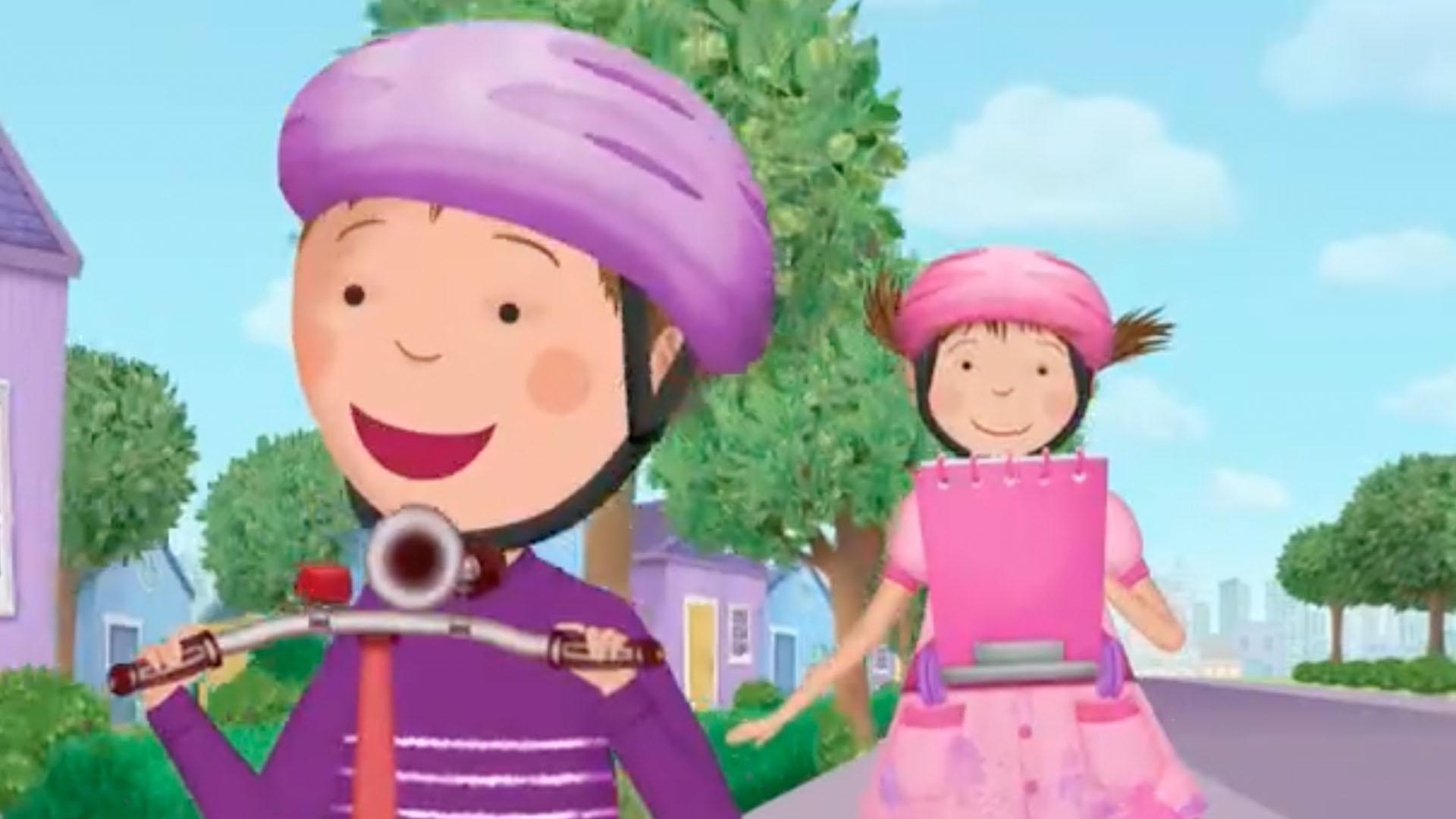 Pinkalicious sets out to draw Peter’s portrait./ Pinkalicious loves Pink Peepers' singing.