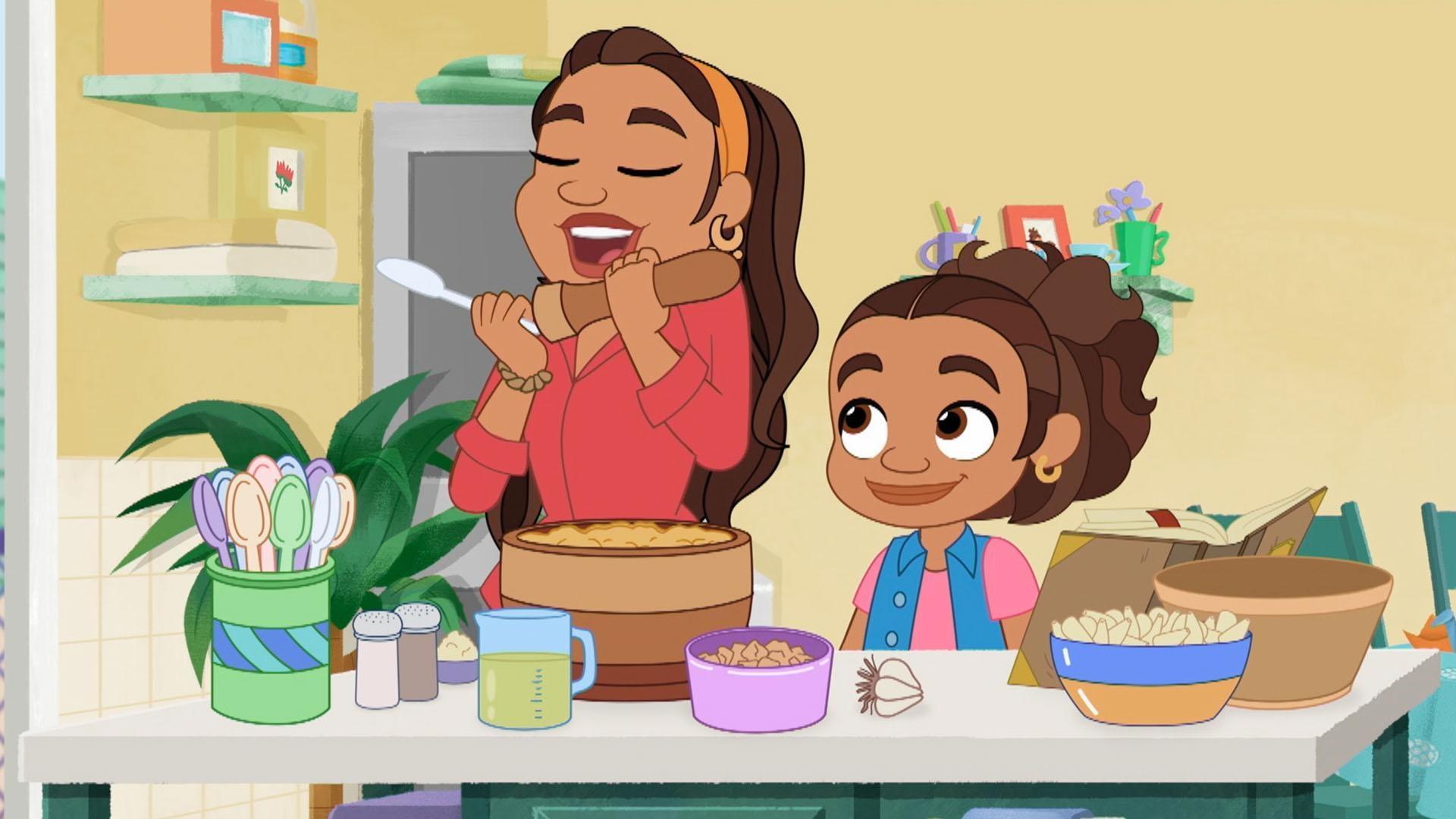 Alma tries to help Mami fix the mofongo./Alma takes her sports rivalry with Eddie too far.