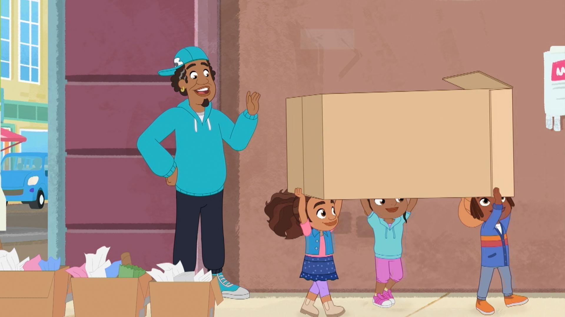 Alma and friends build a cardboard clubhouse. / Alma solves the case of a missing piragua.