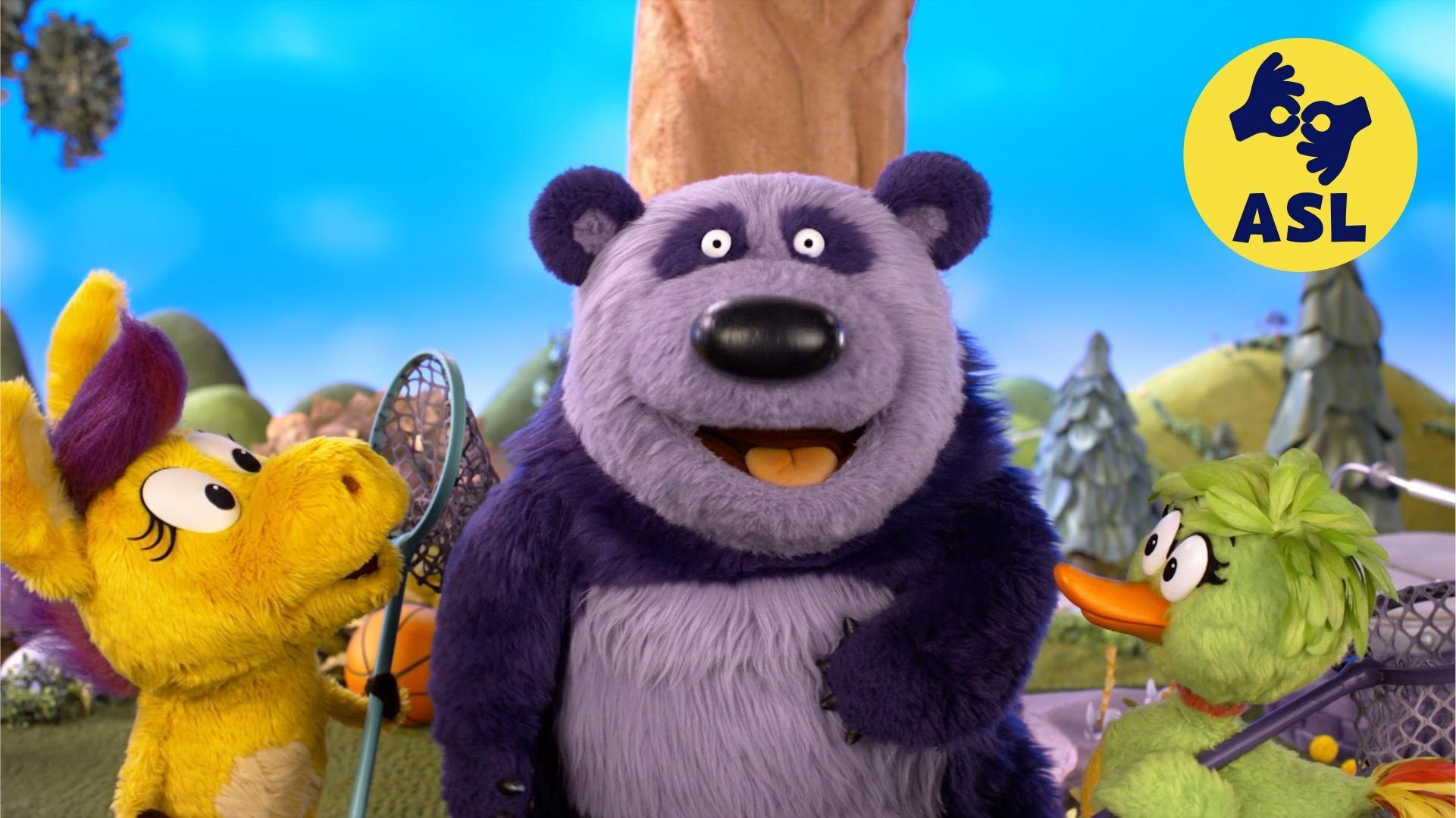 Donkey's cousin comes to visit./Panda thinks about ways he’s different from other pandas.