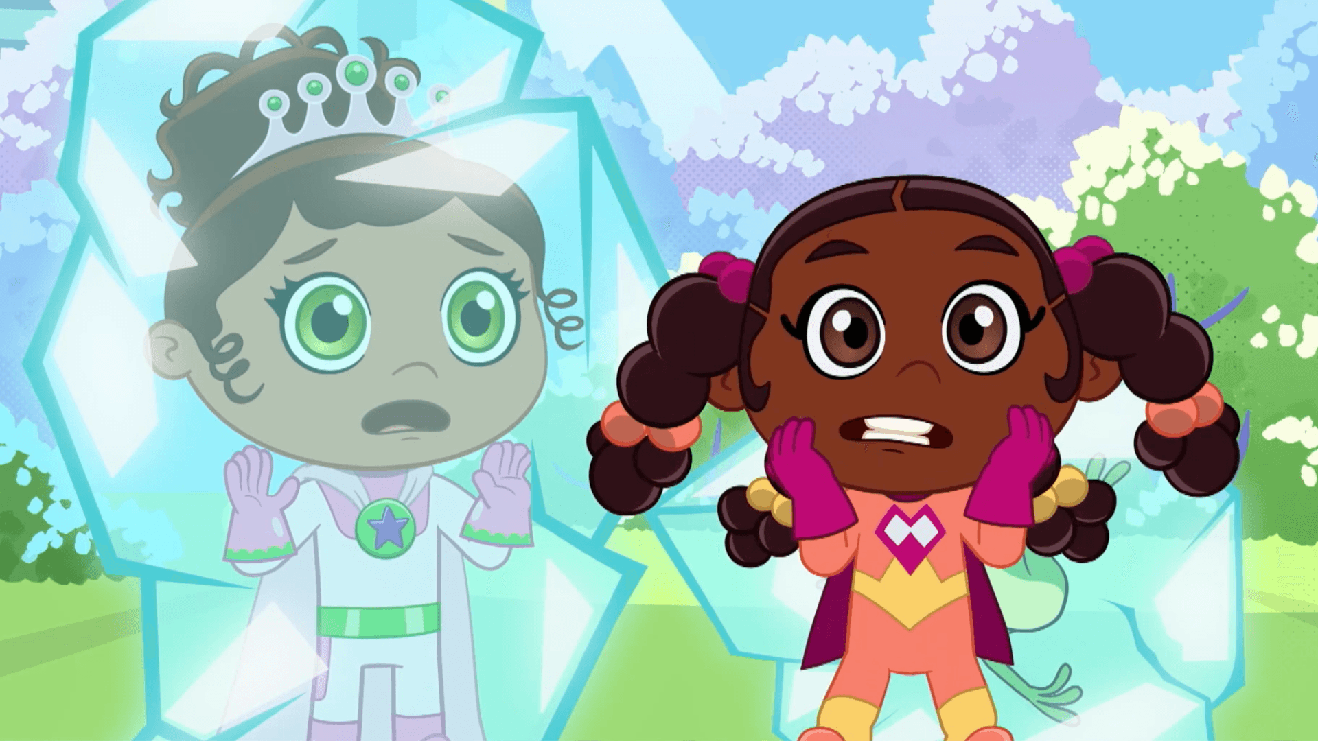 Outta Space uses his Hot and Cold Ray to freeze everything.