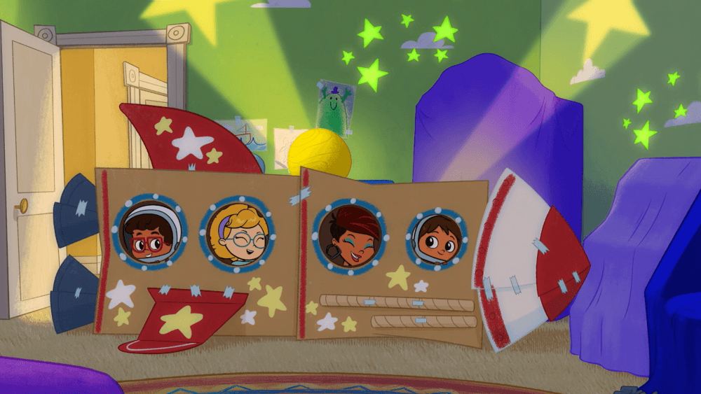 Rosie & Javi make a space museum at home.